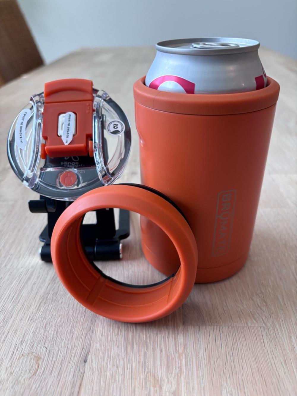 NWOT BruMate Hopsulator Trio -12oz/16oz Can Cooler w/ drink lid in Clay